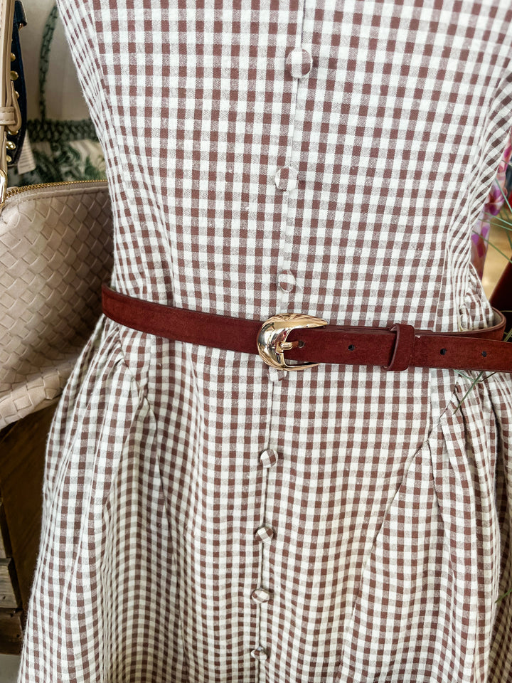 The Suede Darling Belt-Dark Cognac