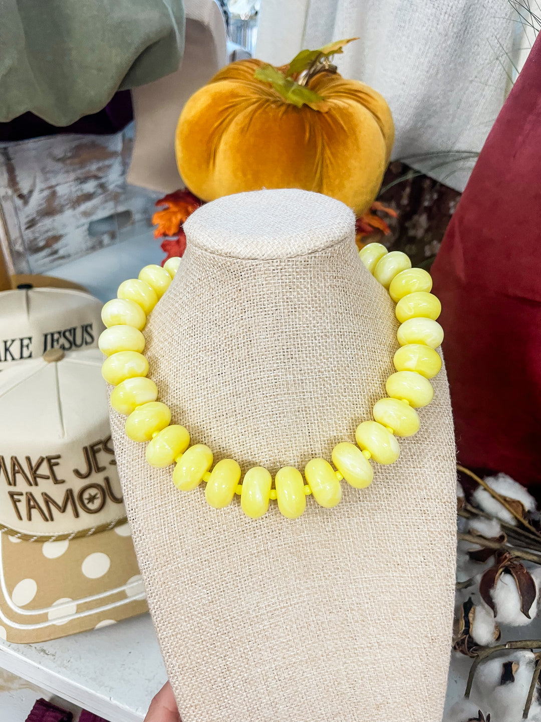 The Marlan Chunky Beaded Necklace-Yellow