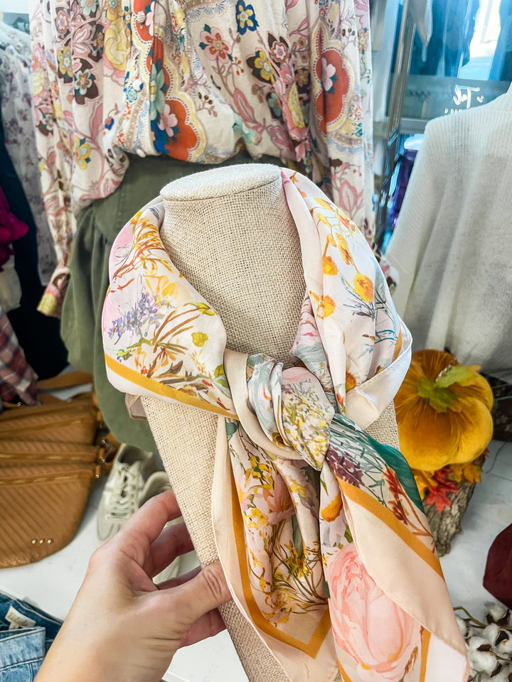 Flower Print Elegant Silk Scarf