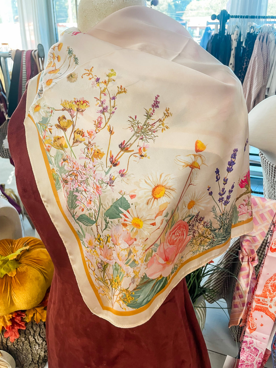 Flower Print Elegant Silk Scarf
