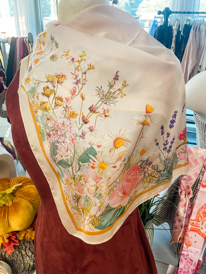Flower Print Elegant Silk Scarf