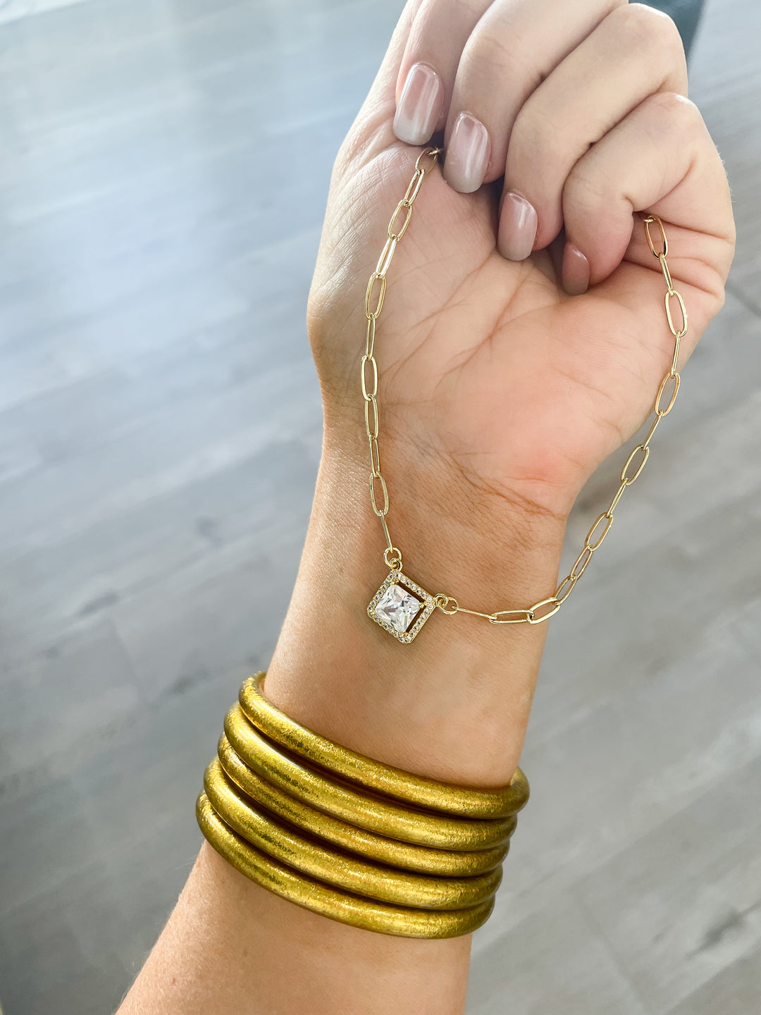 Square Sparkle Pendant Necklace