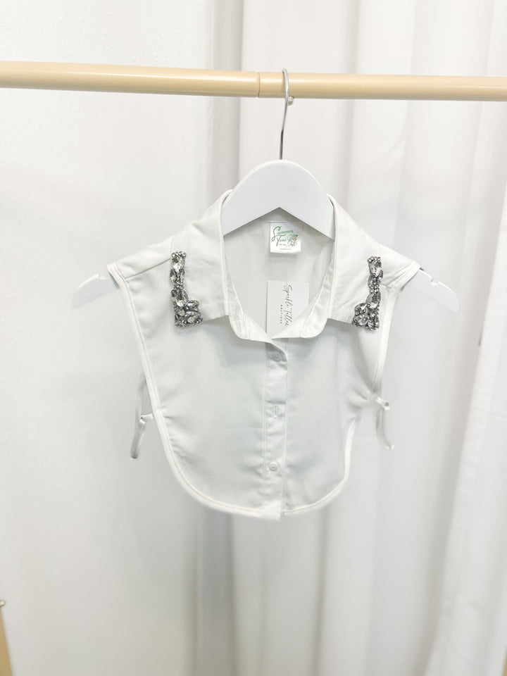 White Jewel Embellished Corporate Collar