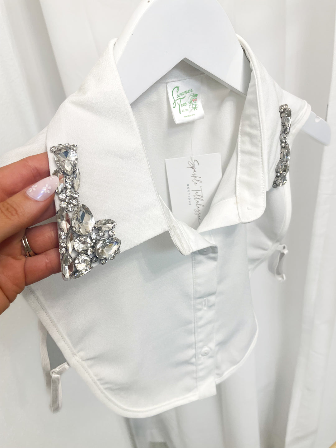 White Jewel Embellished Corporate Collar