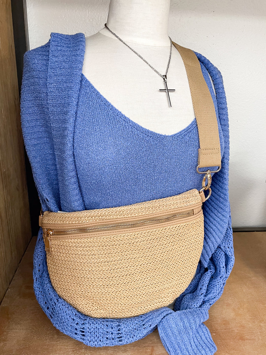 Rachel Raffia Westlyn Bum Bag-Tan