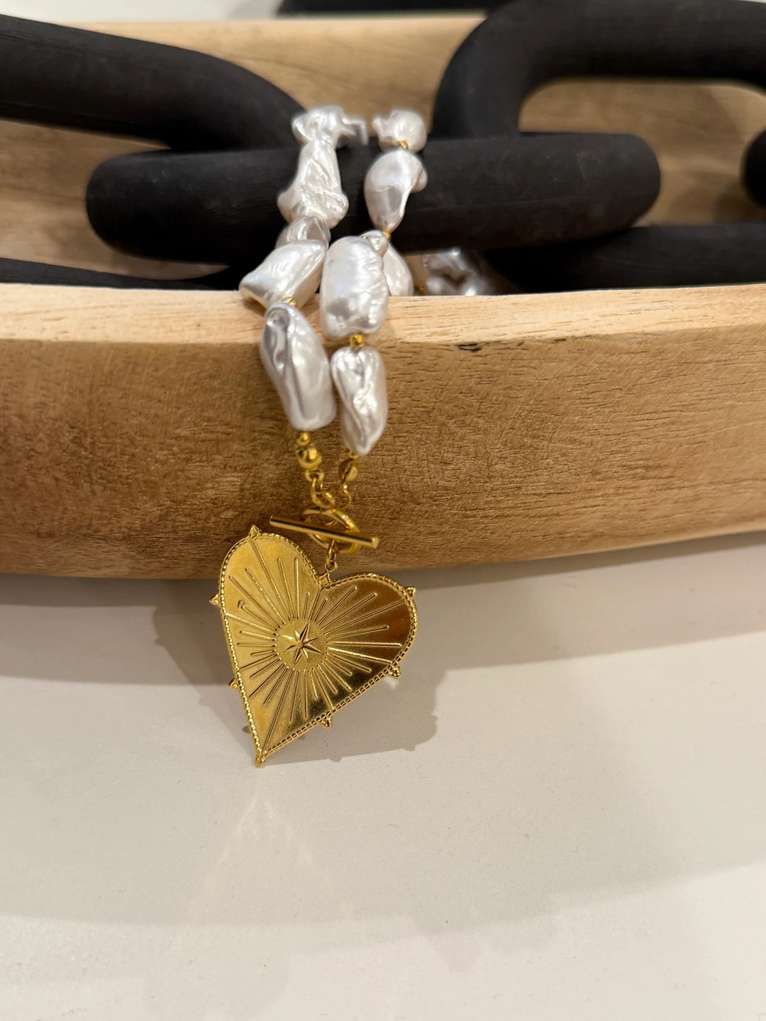Blaze Pearl Heart Necklace