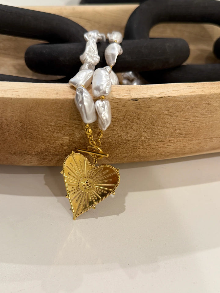 Blaze Pearl Heart Necklace