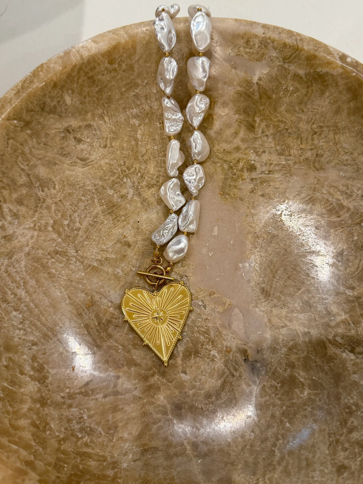 Blaze Pearl Heart Necklace