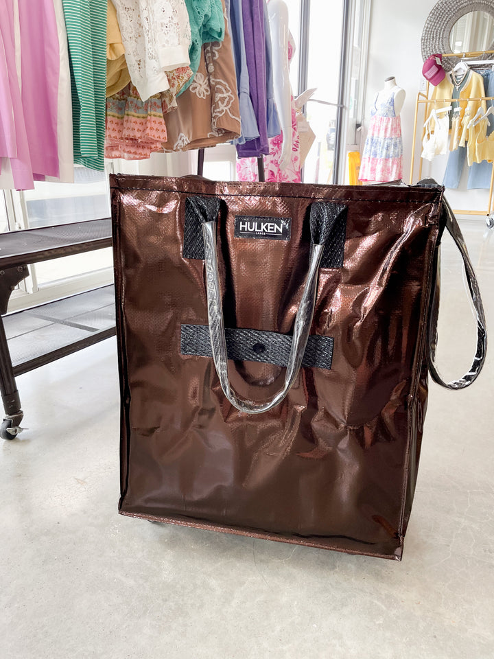 Hulken® Large Signature Rolling Tote Bag-Chocolate Brown
