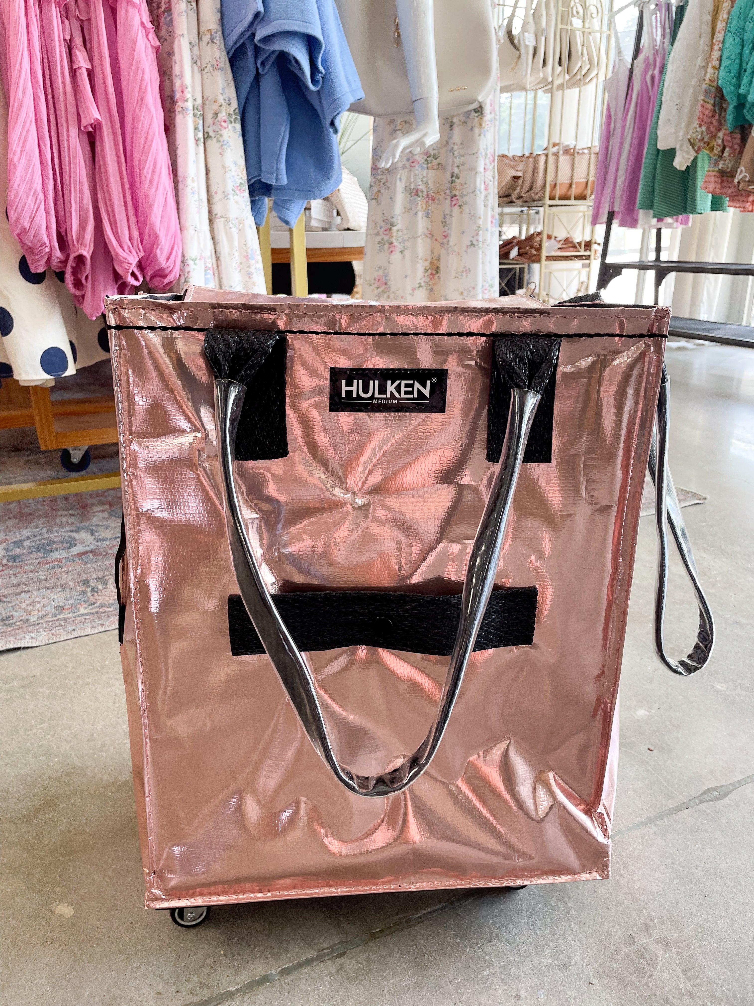 Hulken® Medium Signature Rolling Tote Bag-Rose Gold – Sparkle