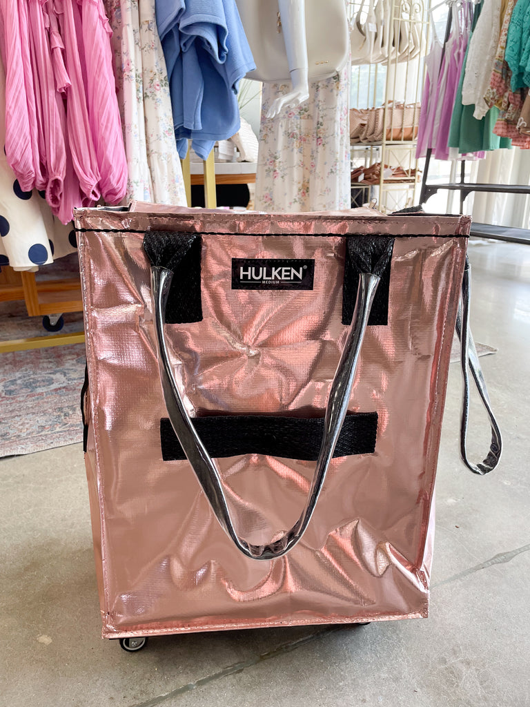 Hulken® Medium Signature Rolling Tote Bag-Rose Gold – Sparkle
