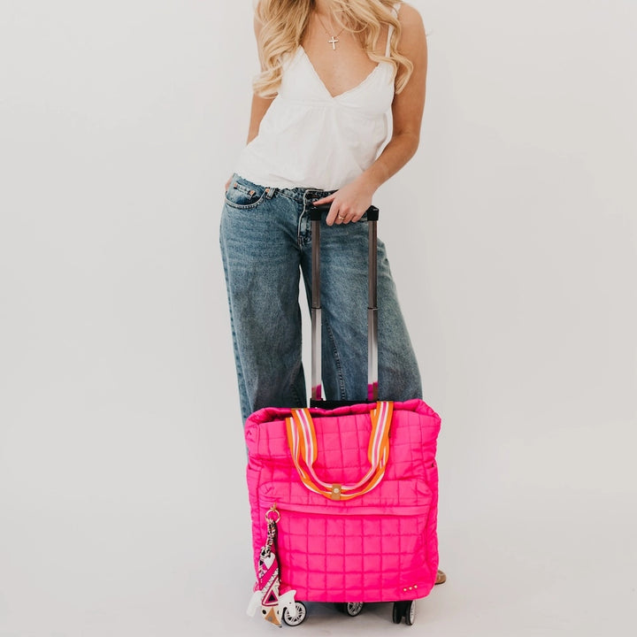 Tenley Quilted Tote Roller Bag-Pink