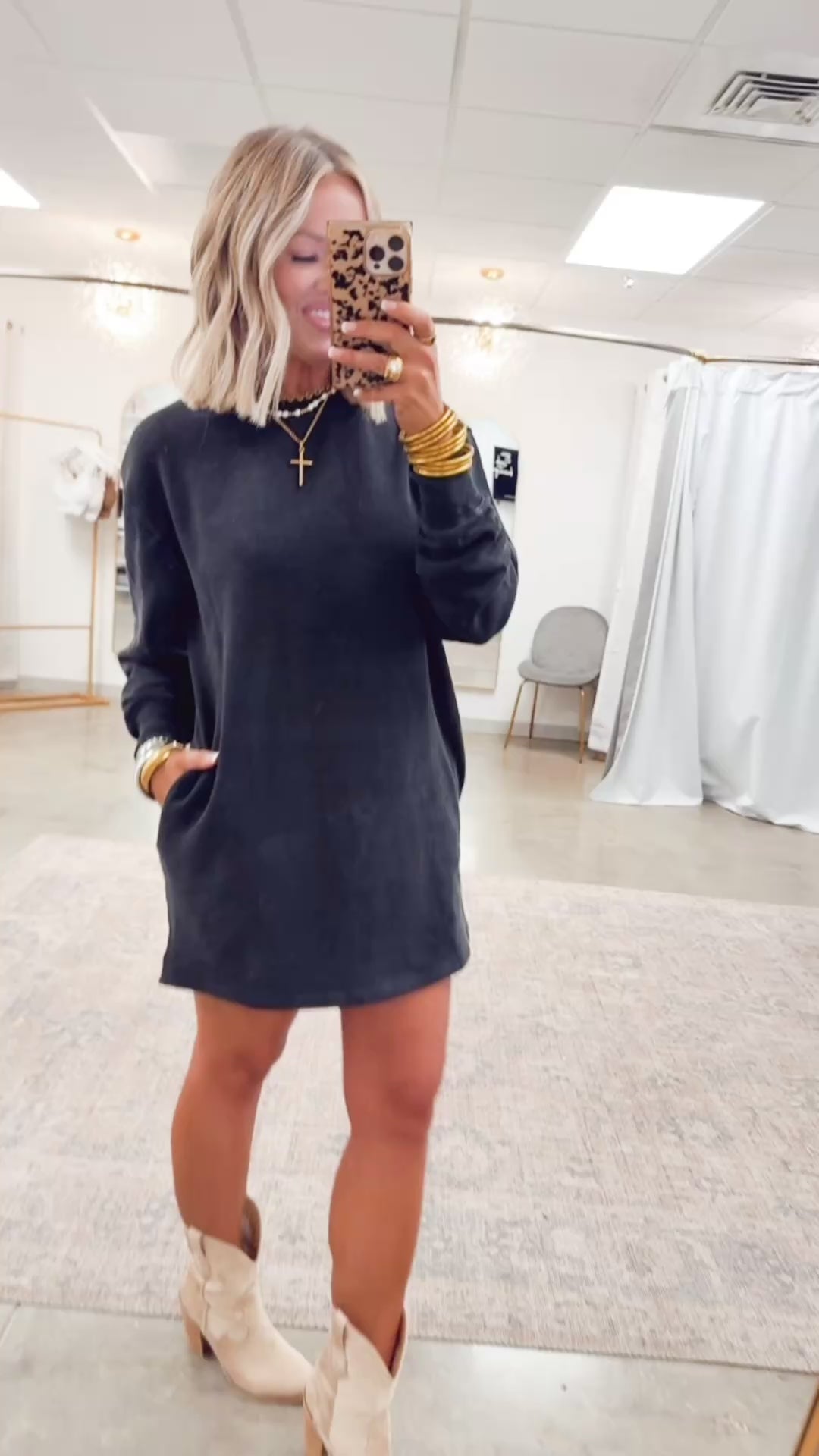 Mila Sweatshirt Dress-Black