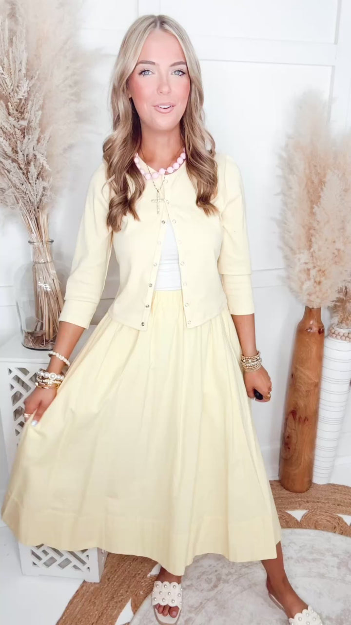 The Chantelle Cardigan & Skirt Set-Lemon