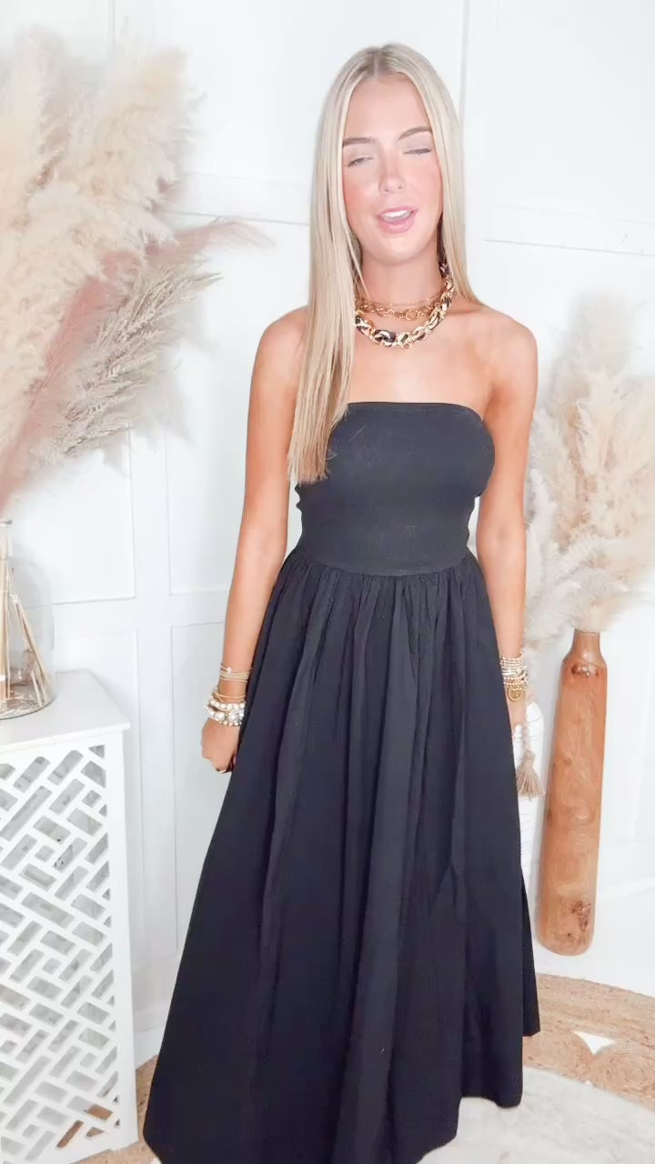The Tidal Breeze Midi Dress-Black