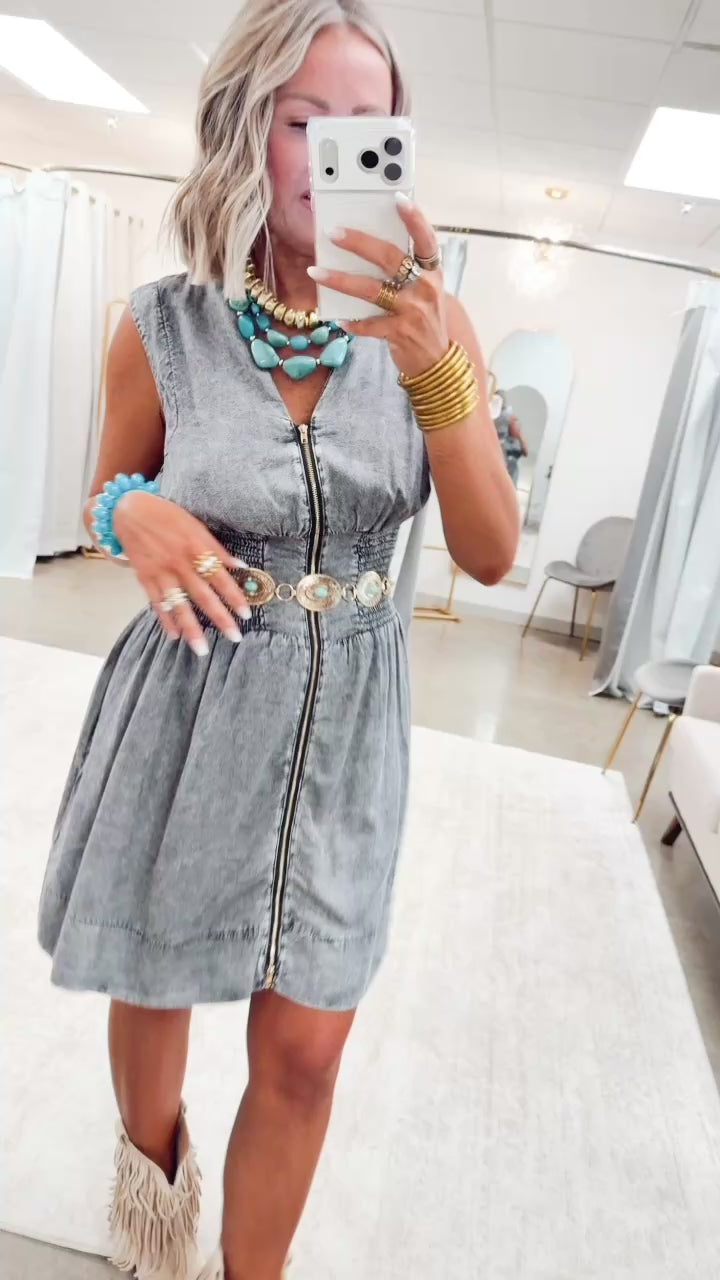 The Laramie Lane Dress-Black Denim