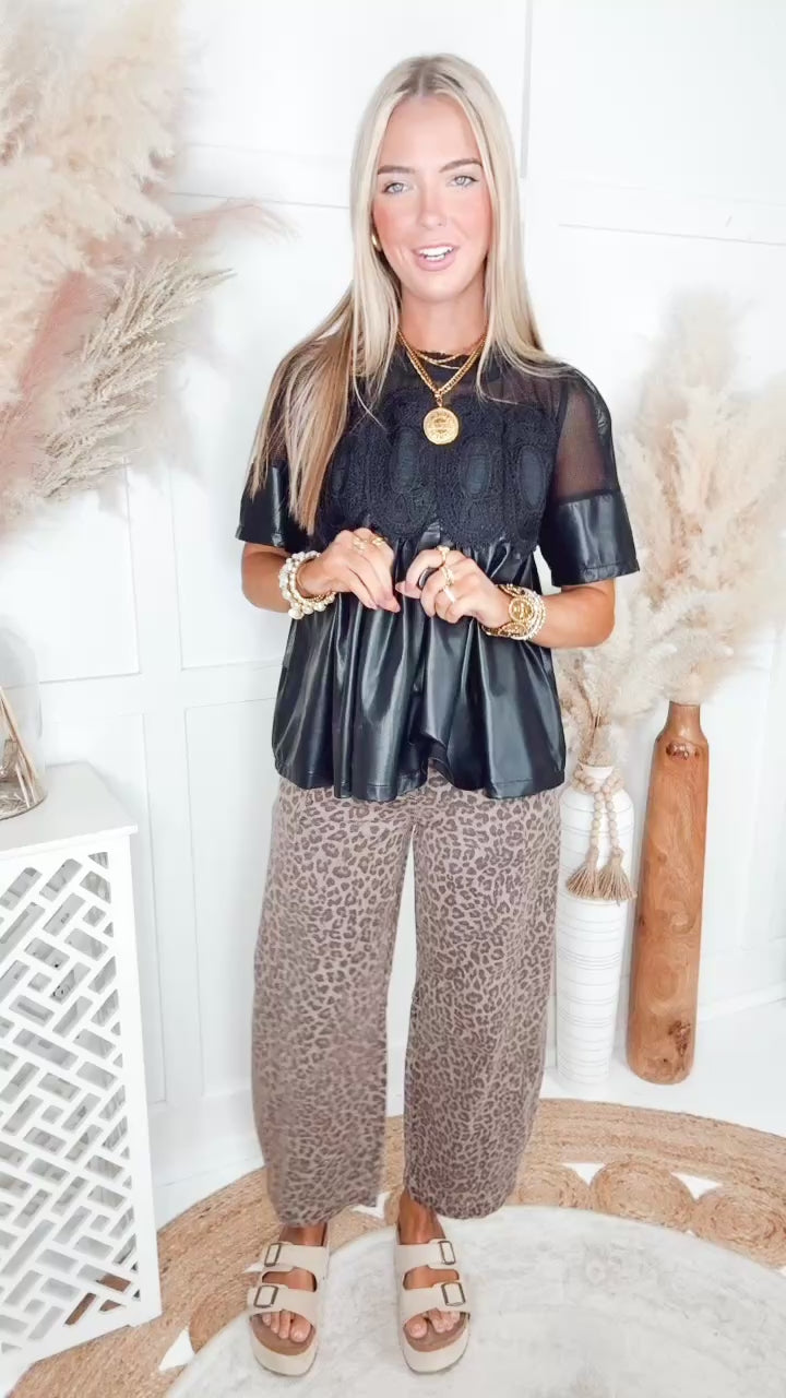 The Leather & Lace Babydoll Top-Black