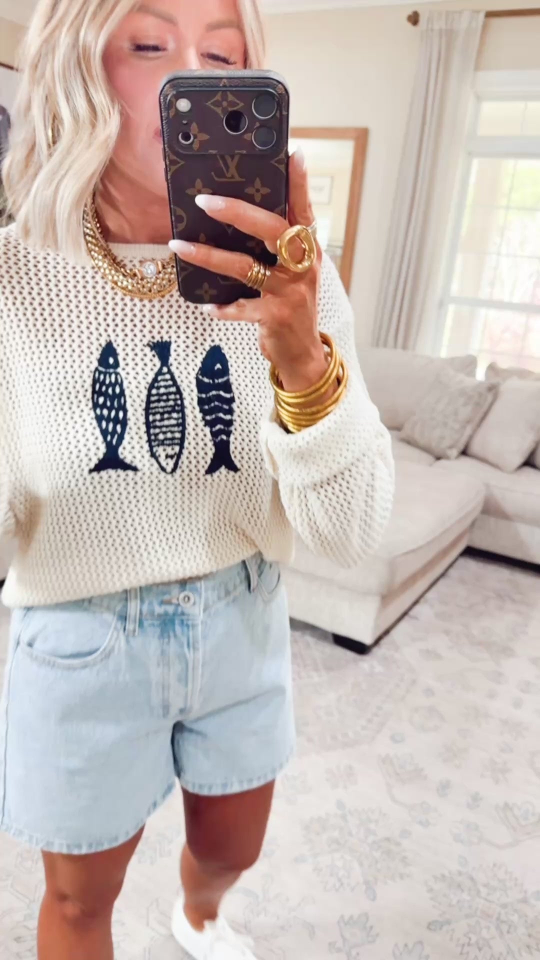 Fish Trio Mesh Sweater