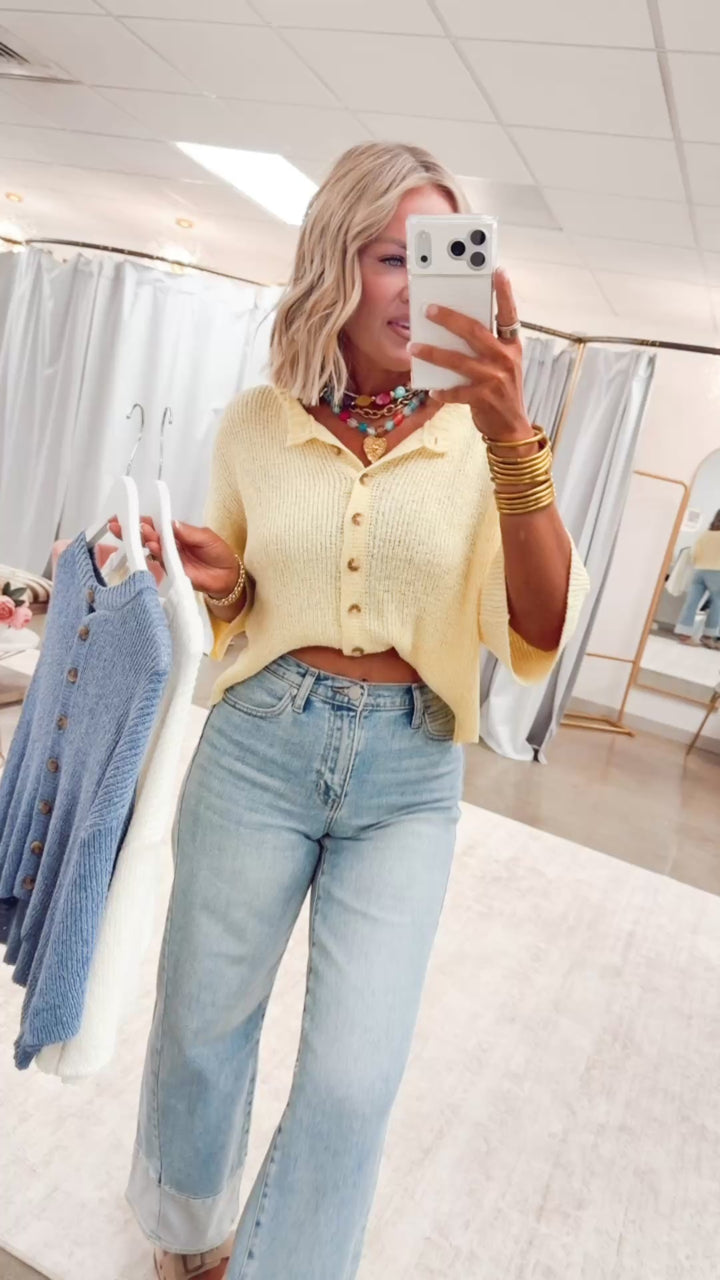 The Brandi Button Down Cardigan-Dusty Blue