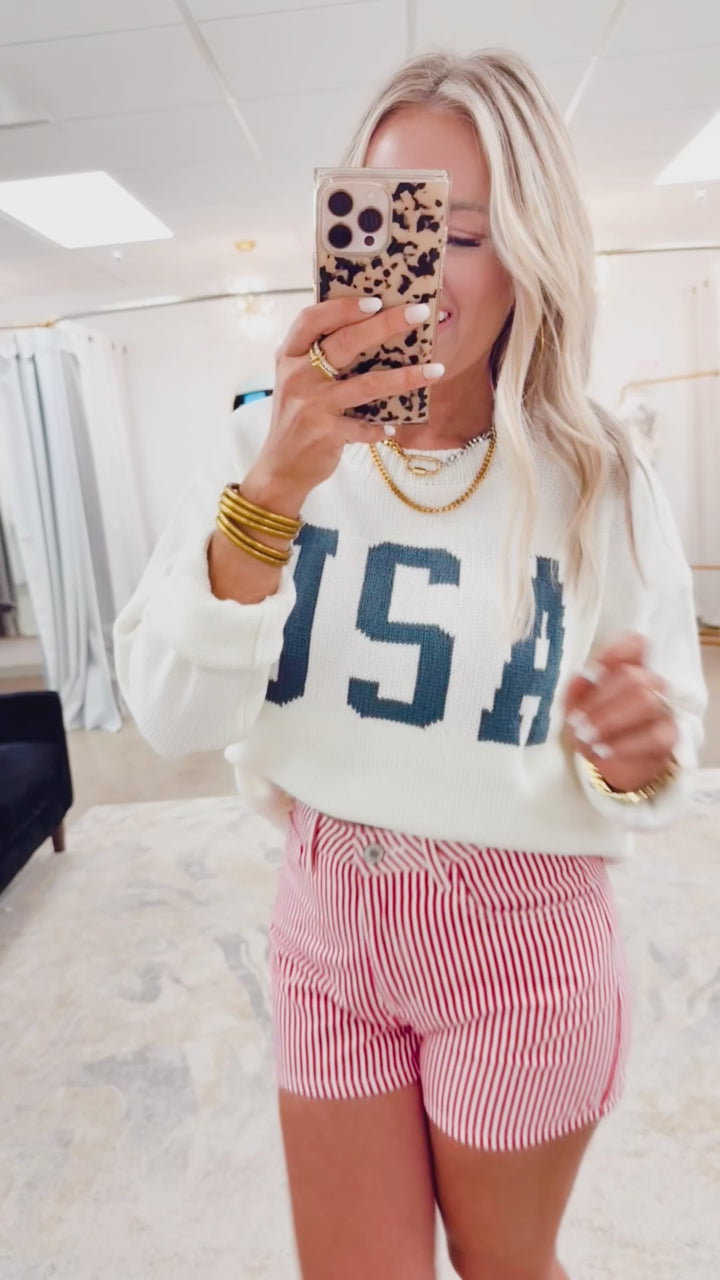 USA Relaxed Cropped Sweater