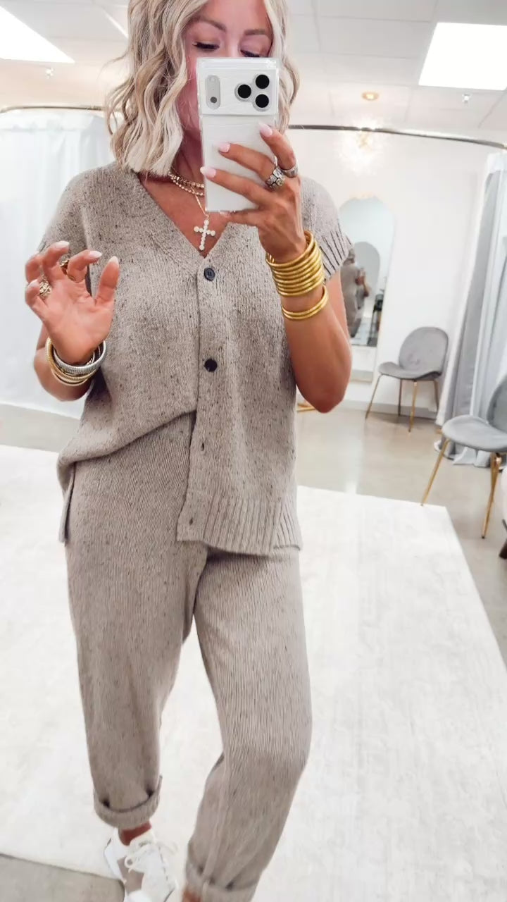 Channing Oversized Sweater Vest & Pants-Mushroom