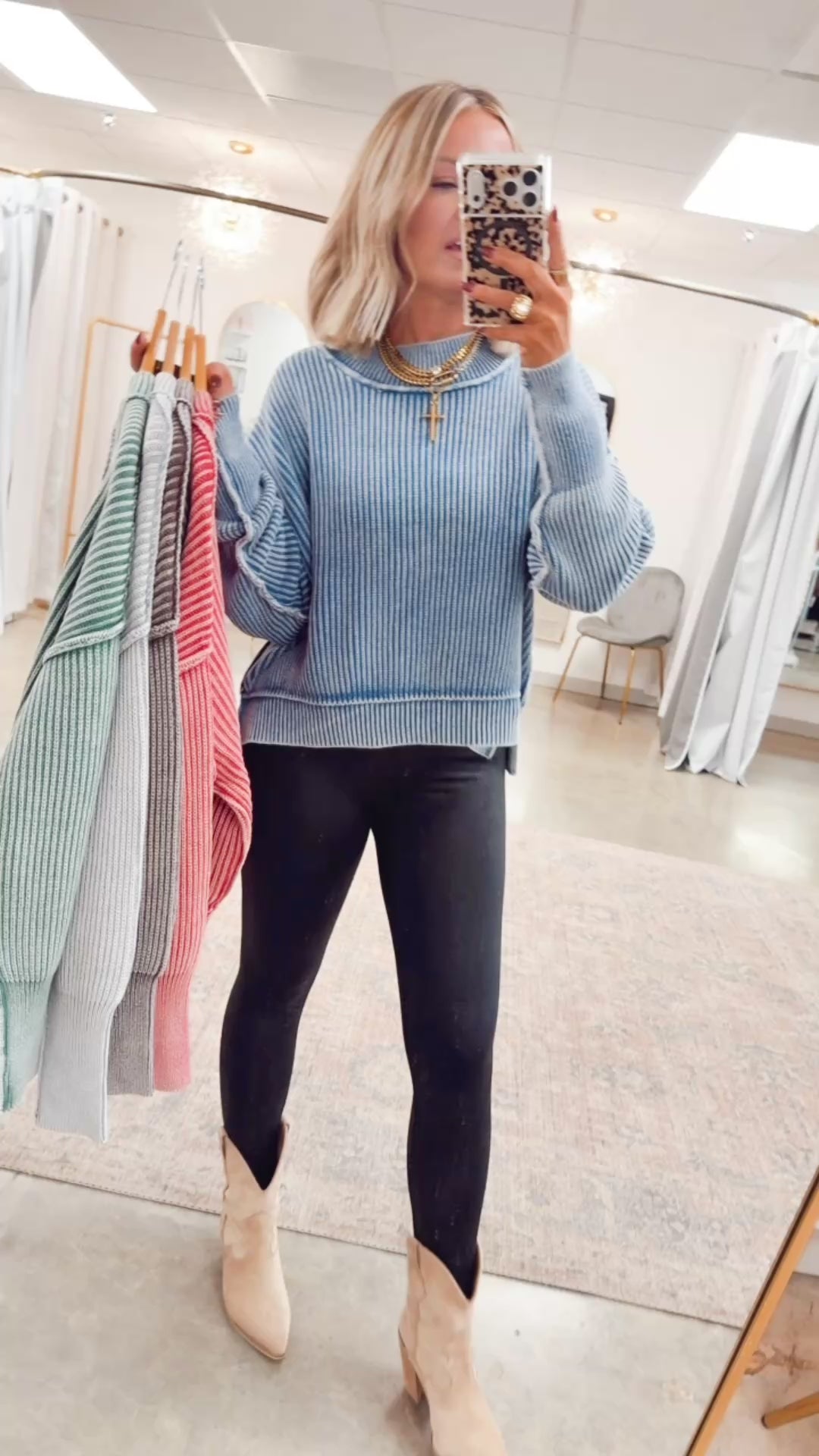 Breezy Cropped Sweater-Red