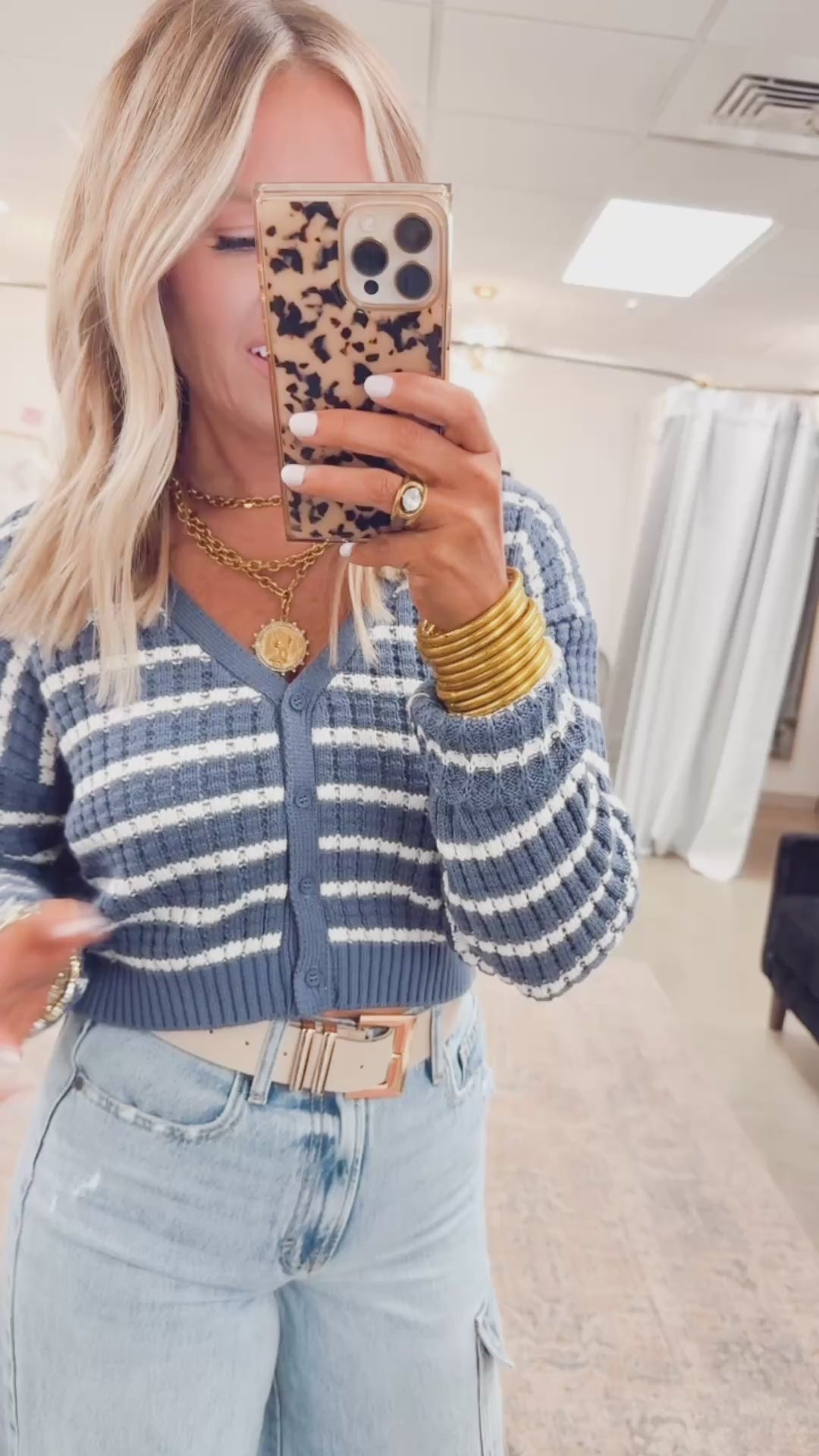 Harbor Striped Cardigan Top