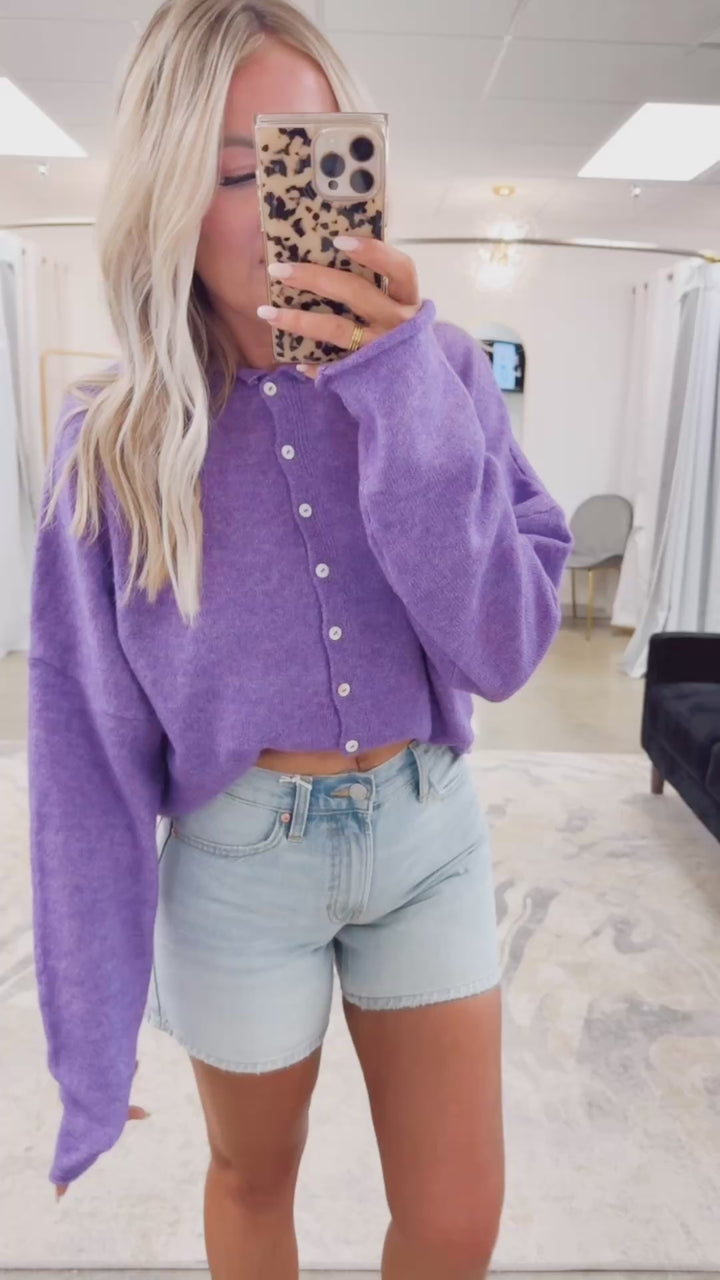 Seaside Stroll Cardigan-Purple