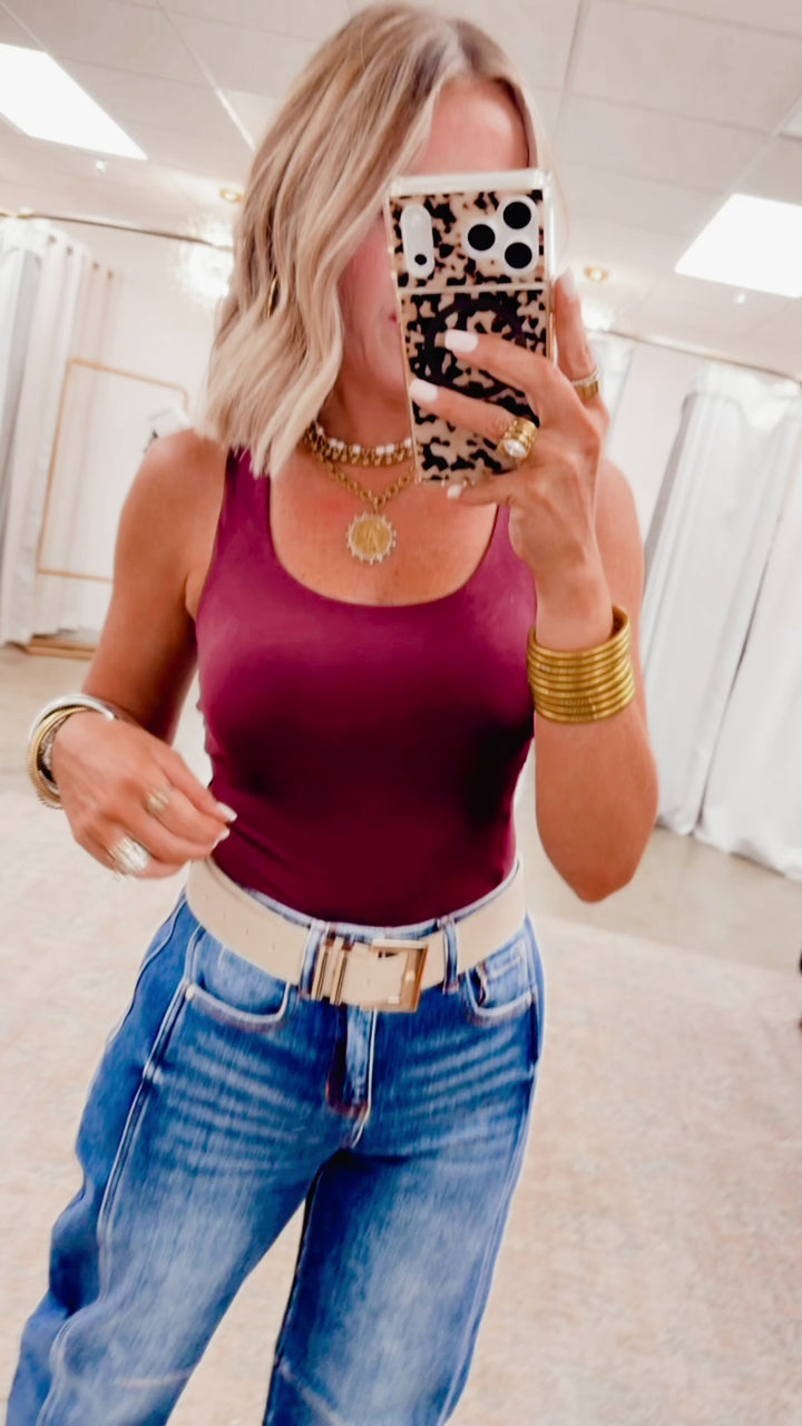 Rae Sleeveless Bodysuit-Cassis