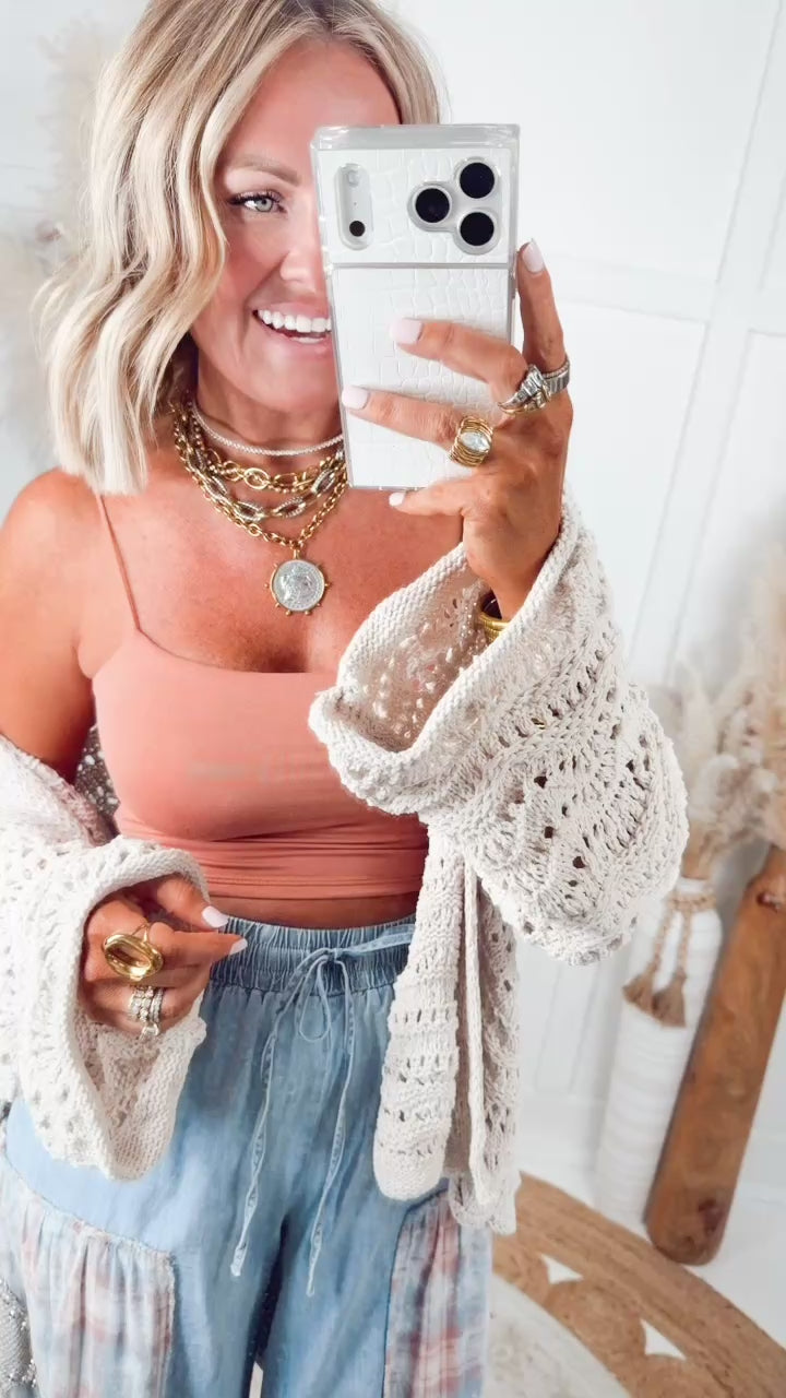 Cropped Spaghetti Tank-Papaya