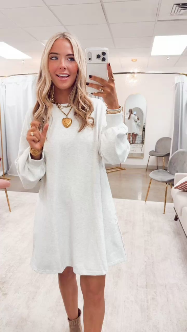 Liv Balloon Sleeve Mini Dress-Marble