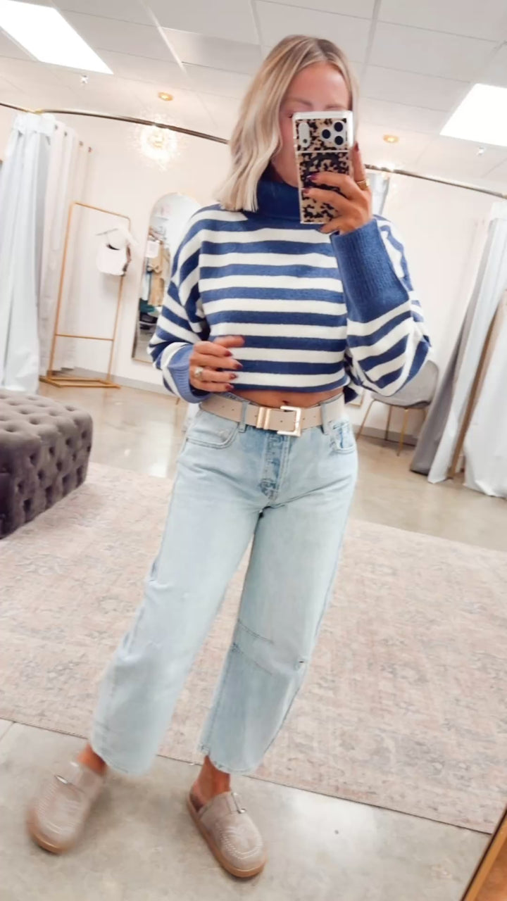 The Suri Sweater-Indigo/Cream