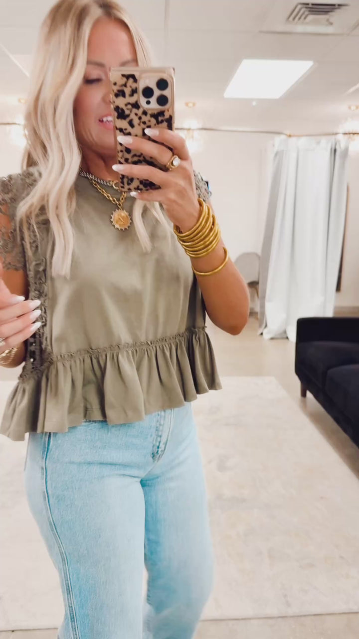Wisteria Lace Top-Forest