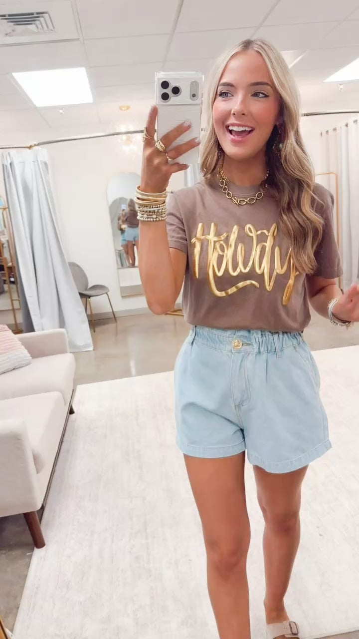 Howdy Gold Embroidered Tee