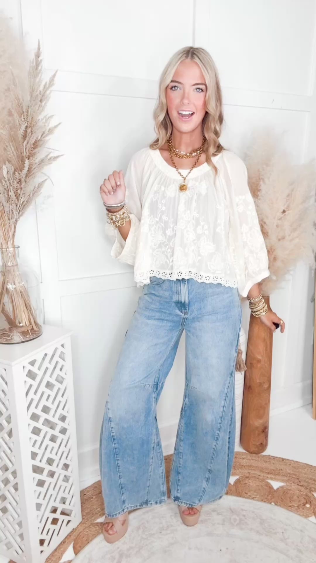 The Soft Spirit Floral Top-Natural