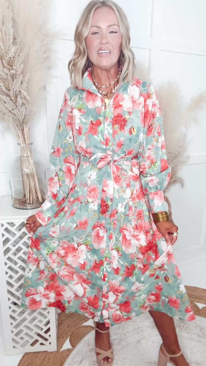 The Rosemary Button Up Midi Dress