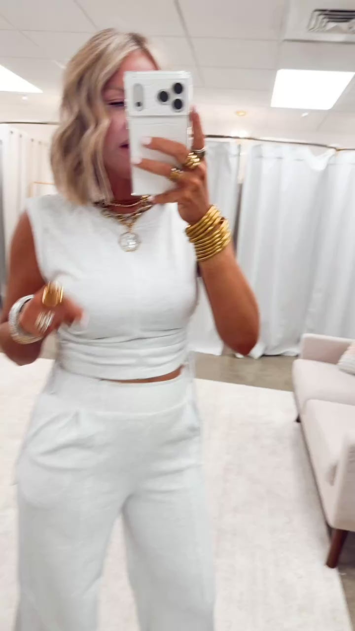 The Metro Ruched Tank-White Melange