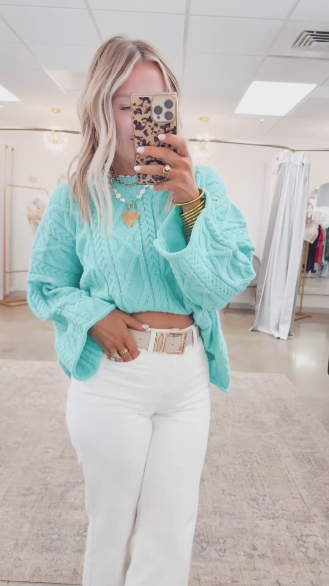 Knotted Haven Sweater-Aqua Mint