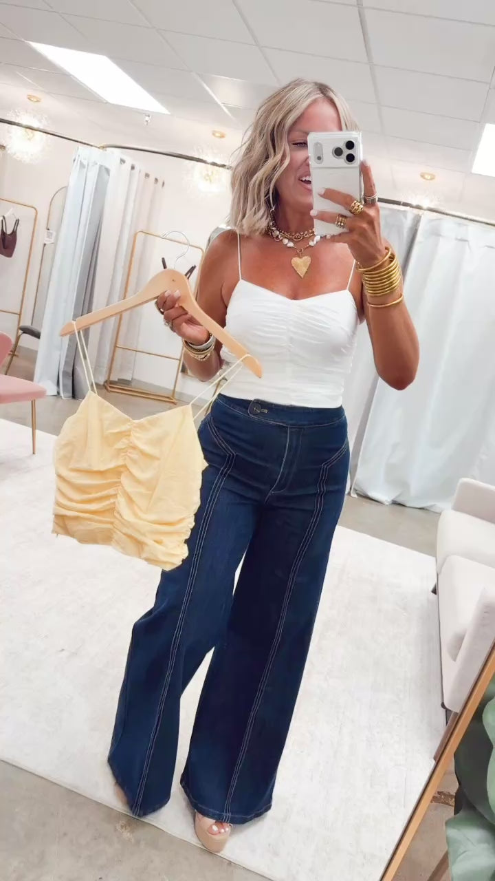 The Sheerline Shirred Tank-Yellow