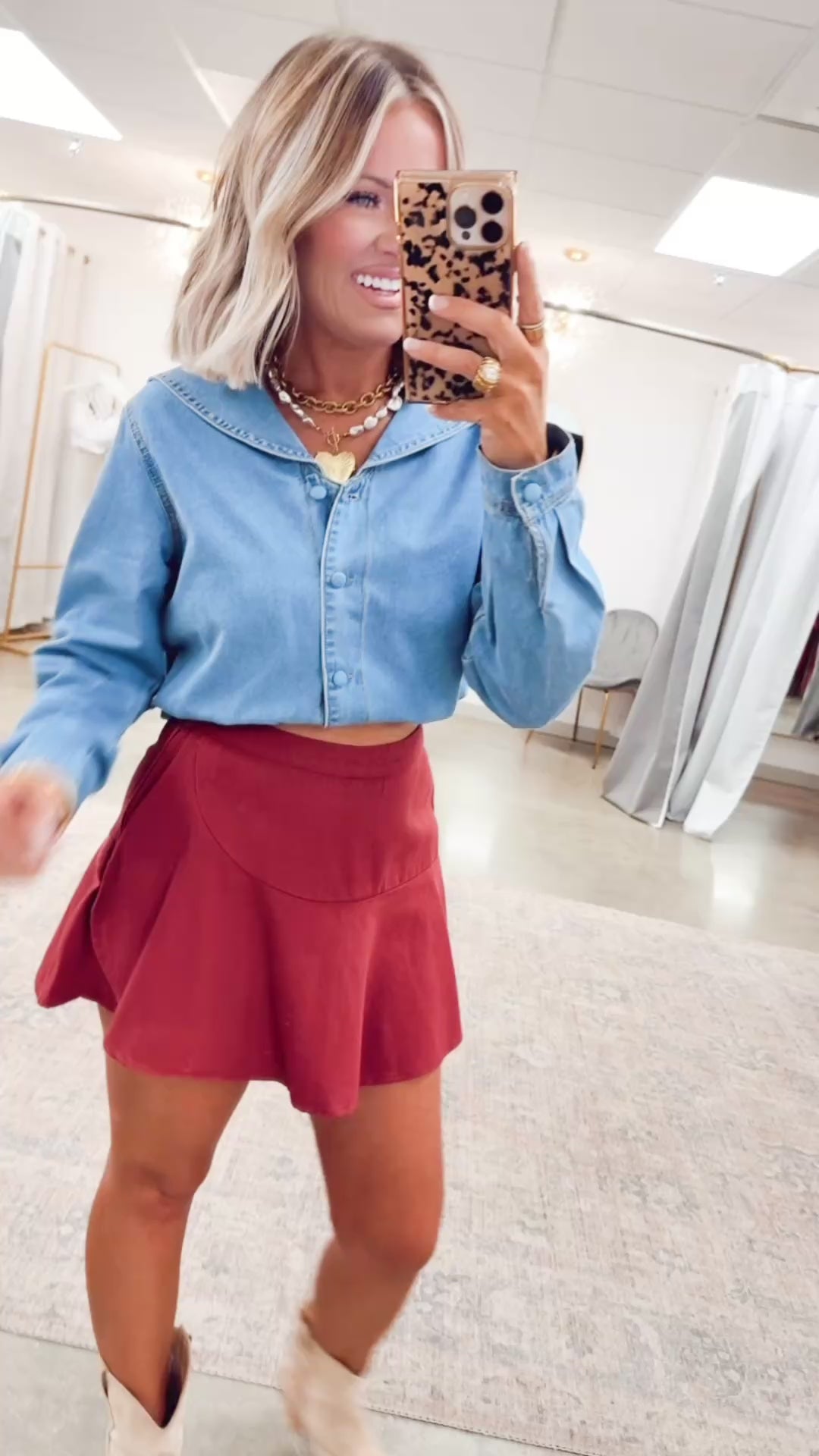 Ruffle Rush Skort-Maroon