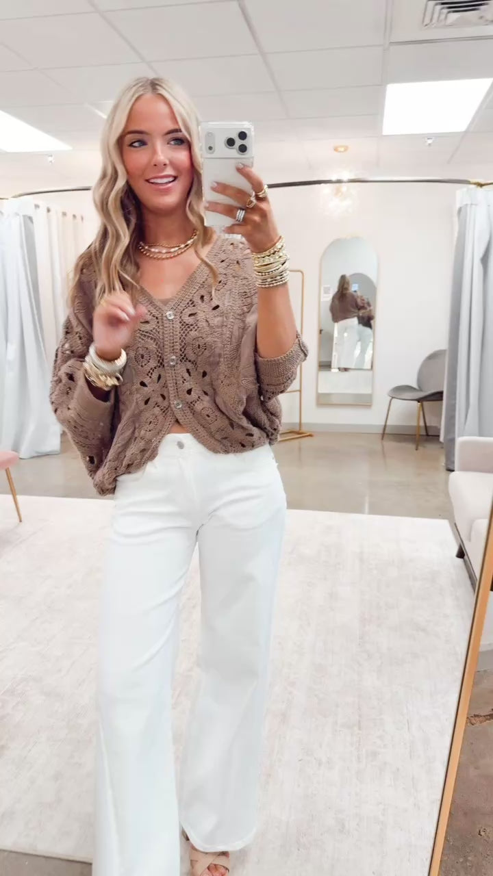 Desert Dream Crochet Cardigan-Powder Cocoa