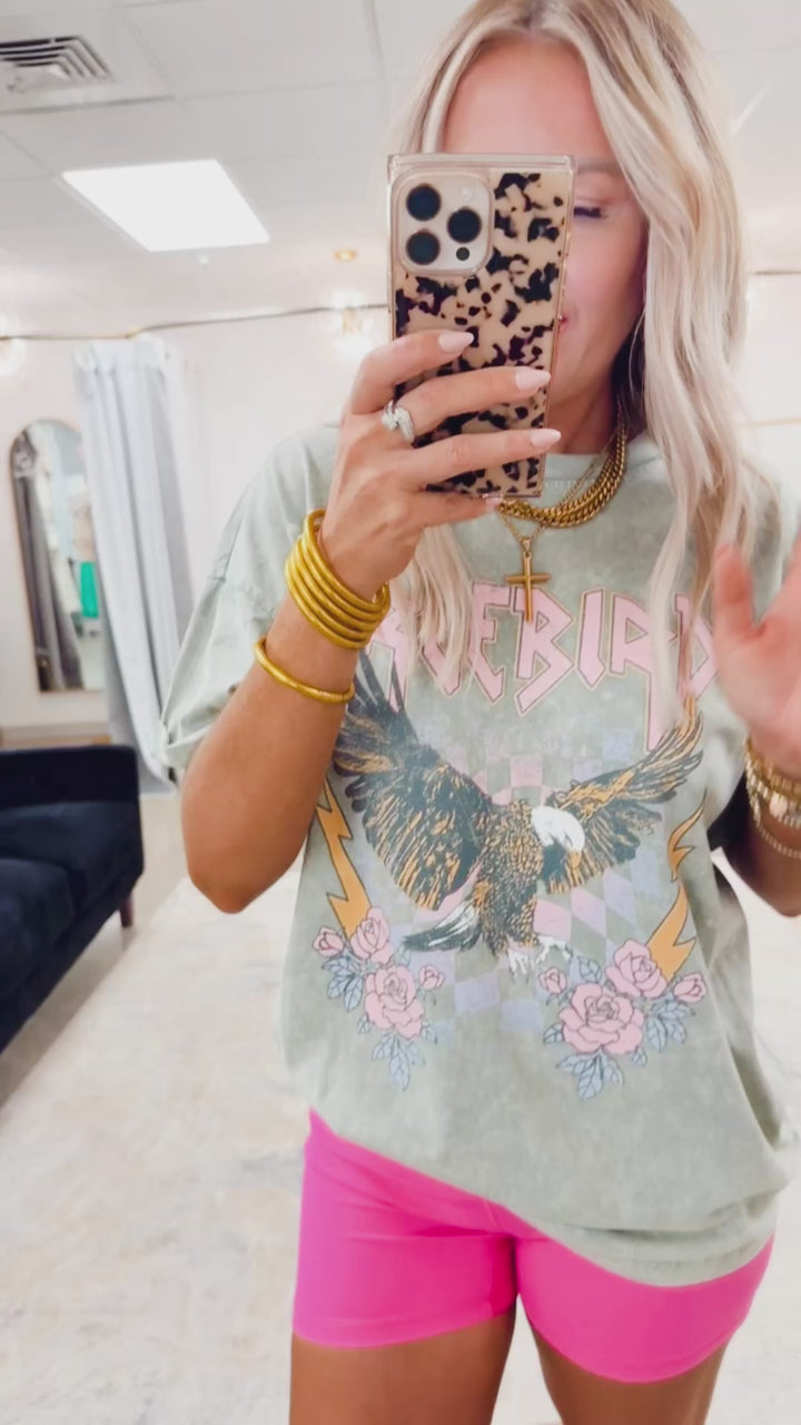 Free Bird Eagle Vintage Tee-Green