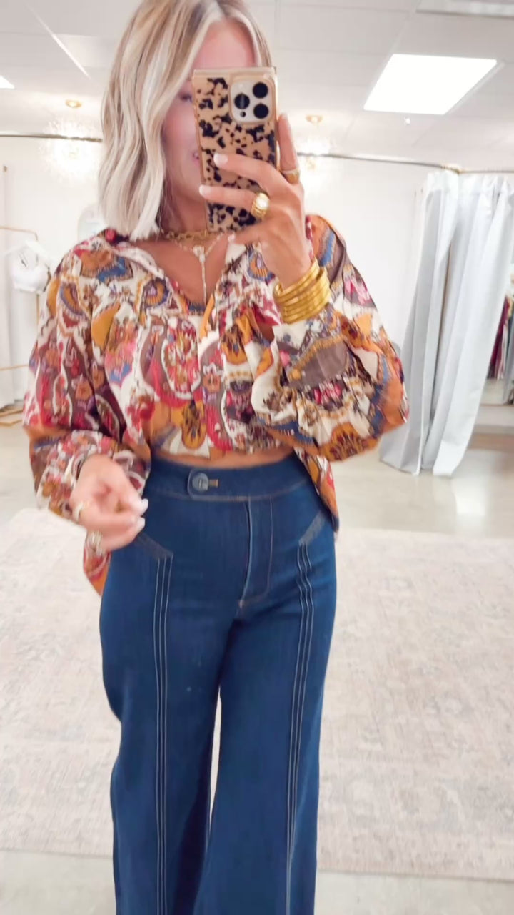 Mirella Printed Blouse-Ruby Amber