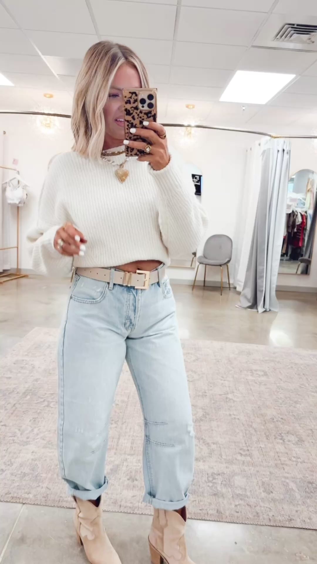 Ainsley Fitted Hem Sweater-Whip Cream