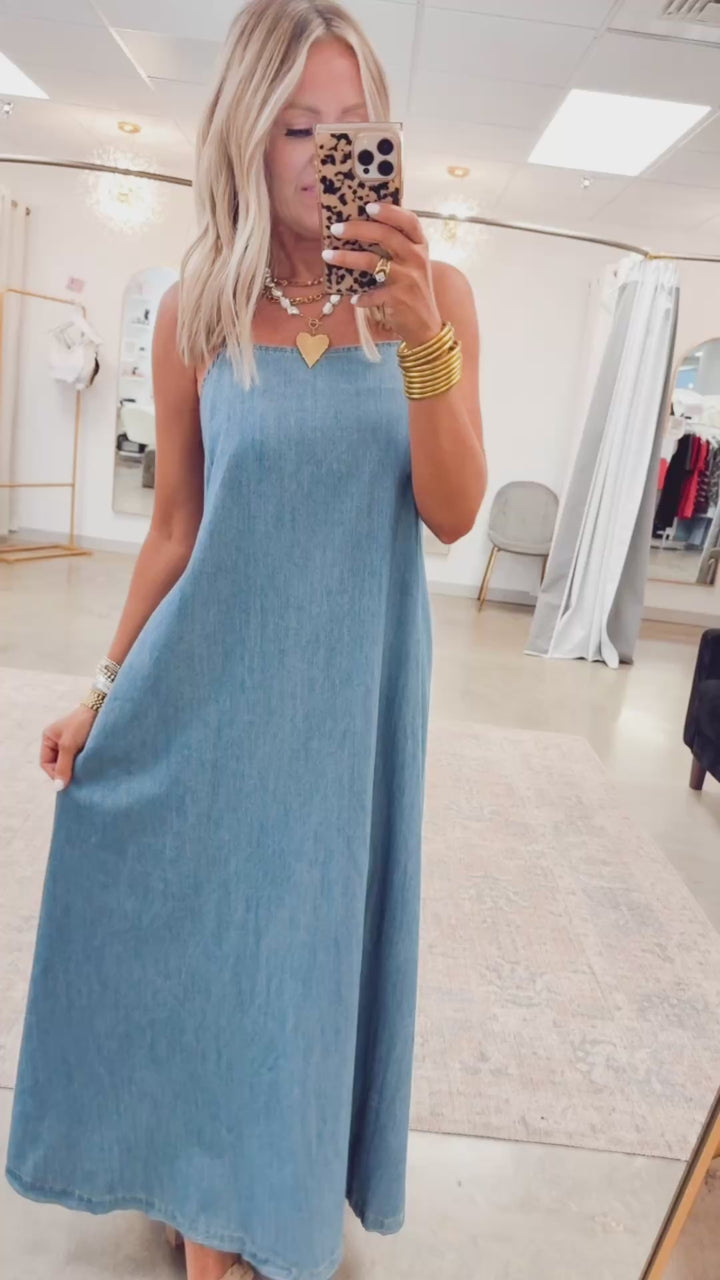 Country Fields Cami Dress-Denim