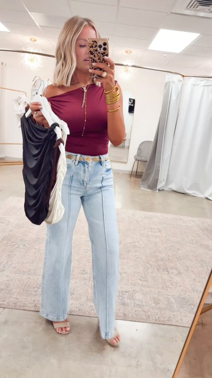 Claire Off Shoulder Top-Chocolate