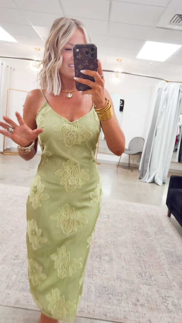 The Botanica Midi Dress-Green