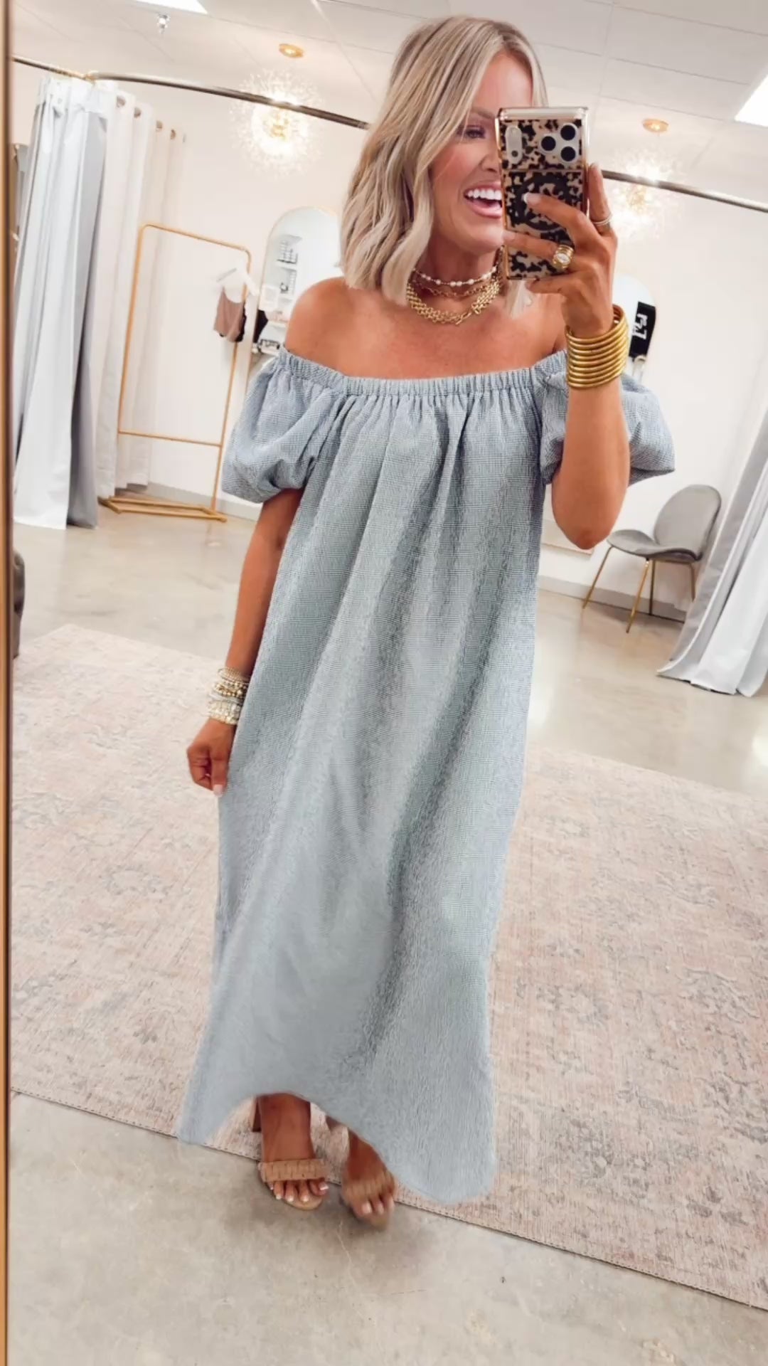 Coastal Gingham Midi Dress