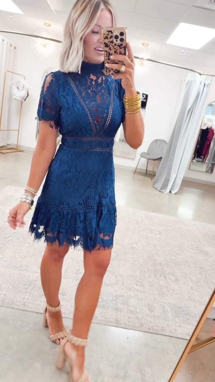 Beaumont Lace Dress-Navy