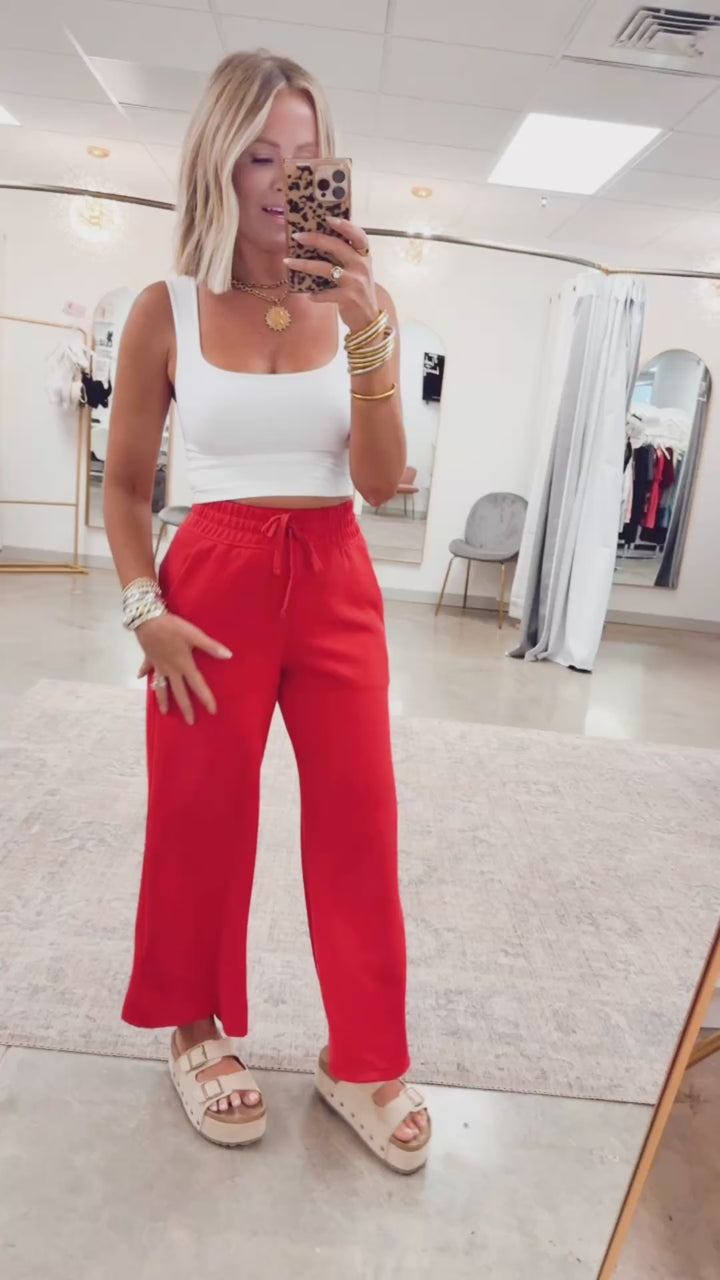 All Wear Wide Leg Pants-True Red